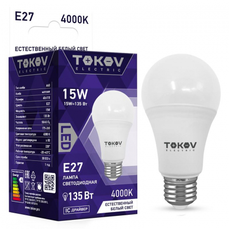 TOKOV ELECTRIC TKE-A60-E27-15-4K